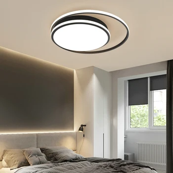 Минималистичный Круглый черный потолочный светильник для домашнего творчества, светильники Современные светодиодные люстры для спальни, столовой, кухни