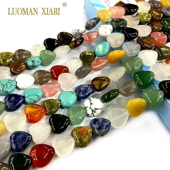 Оптовая продажа, разноцветные бусины-распорки из натурального камня в форме любви для изготовления ювелирных изделий, аксессуары для браслета и ожерелья 